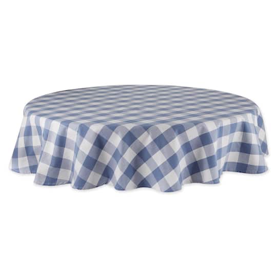DII® 70" Buffalo Check Round Tablecloth in Stonewash Blue/White | Michaels®